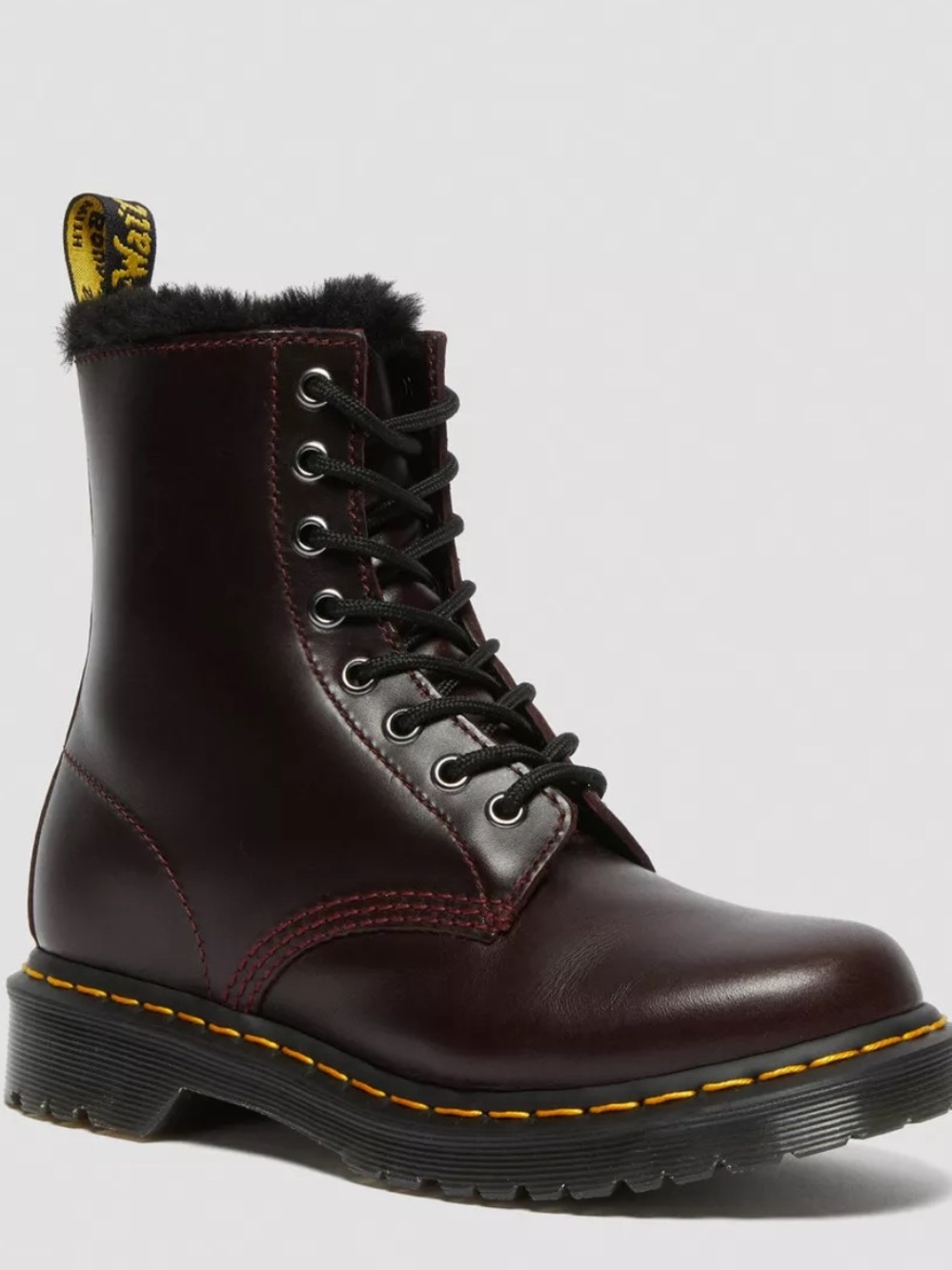NWT! Dr. Martens 1460 Serena Faux Fur Lined Lace-Up Boots - Cherry Size 5
